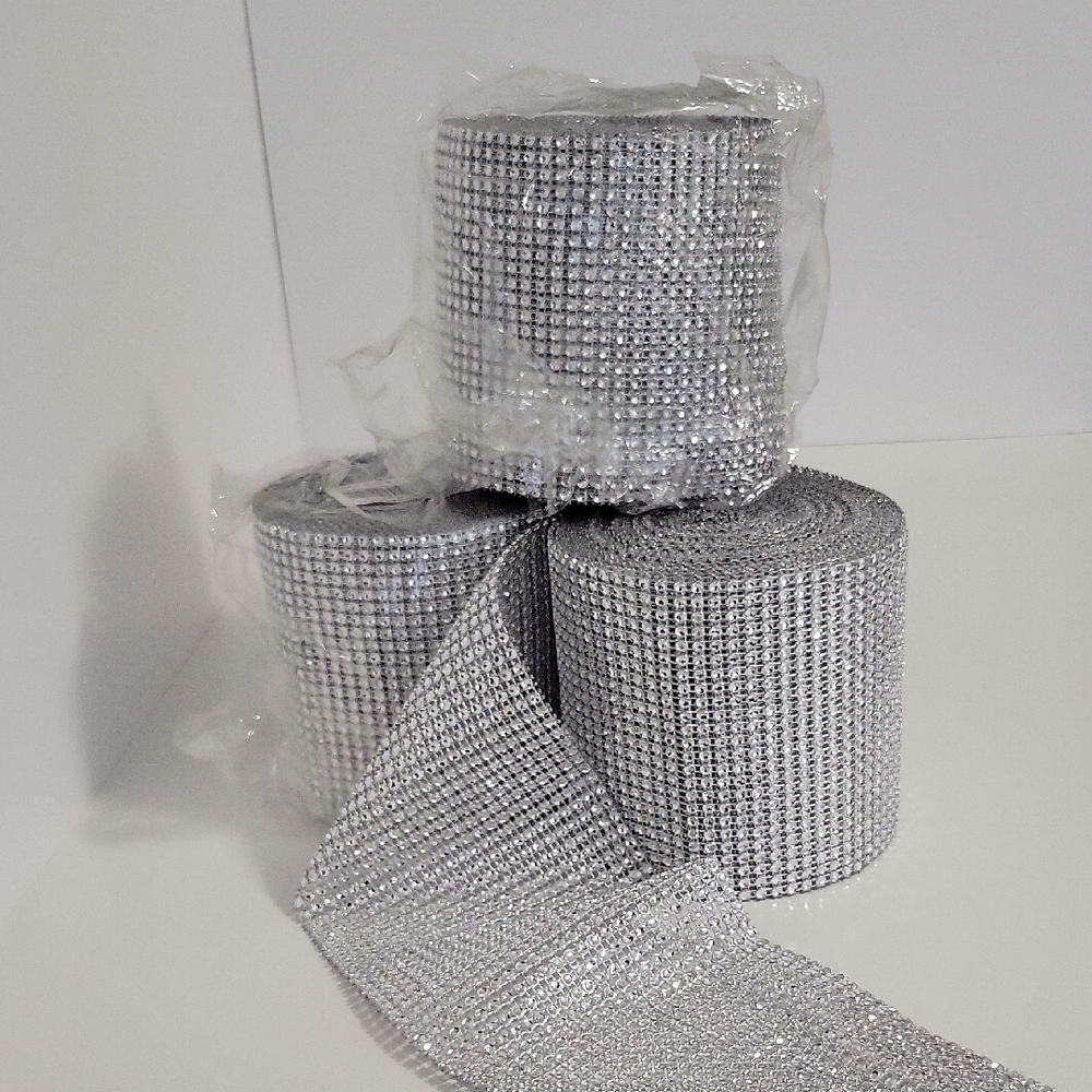 BN 3X Silver Rhinestone Ribbon Roll